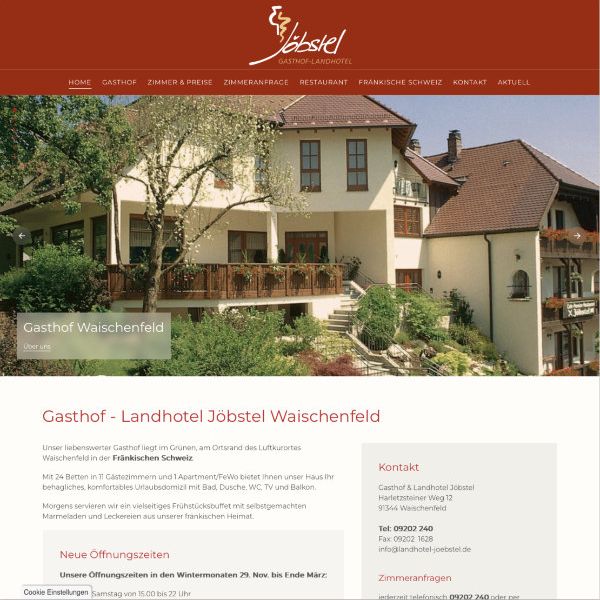 Webseite für Hotel - Gasthof & Landhotel Waischenfeld